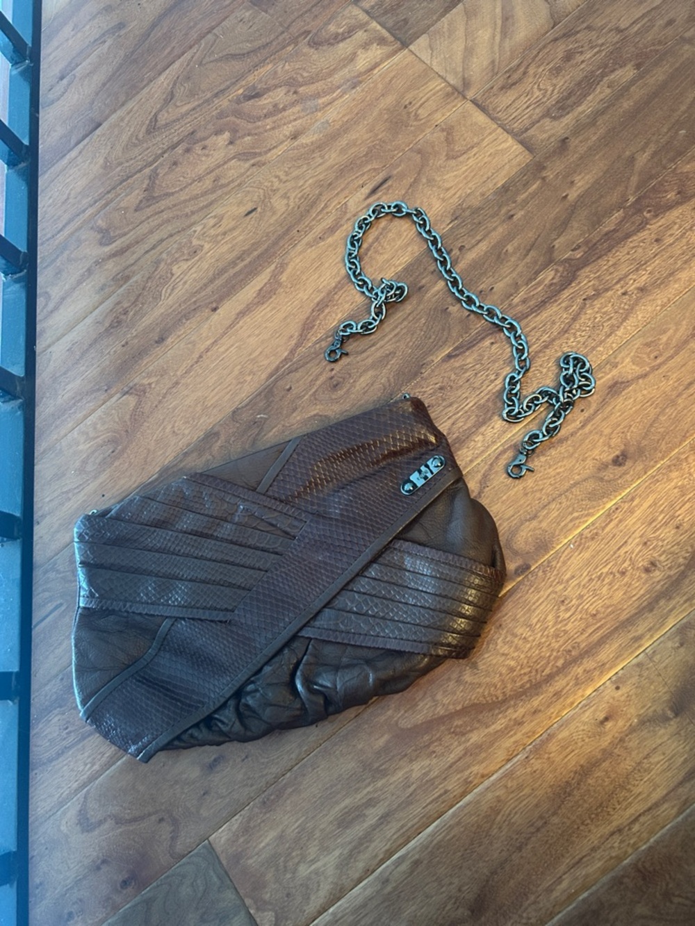 Rafe New York Brown Reptile Leather Snakeskin Top Handle Shoulder Bag